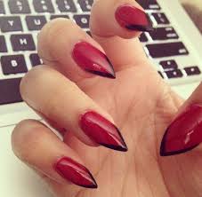 Acrylic nails have been around for decades, but they've had a resurgence in recent years thanks to a combination of celebs, instagram, and our collective nail art obsession. Black With Red Tip Stiletto Nails New Expression Nails