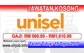 Sila hantar resume anda ke amirrulx5@gmail.com atau untuk temuduga terus sila hubungi 012 2252206. Jawatan Kosong University Of Selangor Unisel 18 Ogos 2017 Kerja Kosong University Of Selangor Unisel Ogos 2017 Permohonan Selangor University Malaysia
