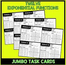 Graphing Exponential Functions Given An Equation Use These 12 Jumbo Task Cards As Independent Practice Or G Exponential Functions Exponential Teaching Algebra