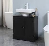 HOMCOM Under Sink Bathroom Cabinet with 2 Doors and Shelf, Pedestal Sink  Bathroom Vanity Cabinet, Black