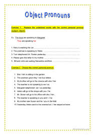 Object Pronouns English Esl Worksheets