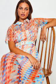 Geo Print Organza Shirt Dress Karen Millen
