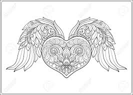 You can use our amazing online tool to color and edit the following heart with wings coloring pages. Decorative Patterned Love Heart With Angel Wings Stock Line Vector Illustration Coloring Book For Adult Outline Drawing Coloring Page Royalty Free Cliparts Vectors And Stock Illustration Image 68061314