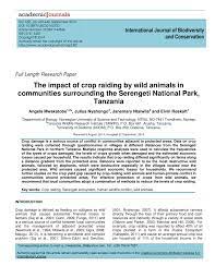 Pdf The Impact Of Crop Raiding By Wild Animals In Communities Surrounding The Serengeti National Park Tanzania