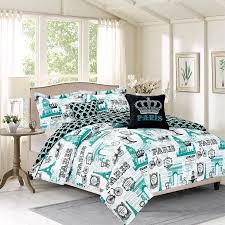 Bedding Twin 4 Piece Girls Comforter Bed Set Paris Eiffel Tower London Teal Blue Walmart Com In 2021 Teal Bedding Sets Bed Comforters Girl Comforters