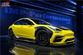 aggressive tesla model 3 with darwinpro widebody kit