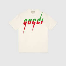 Think of something you love. White Cotton T Shirt With Gucci Blade Print Gucci Ae