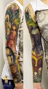 15 Amazing New School Sleeve Tattoos Sleeve Tattoos Geometric Sleeve Tattoo Ghibli Tattoo