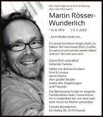Traueranzeigen von Martin Rösser-Wunderlich