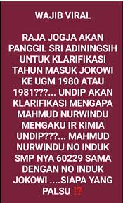 Check spelling or type a new query. Cek Fakta Sri Sultan Akan Periksa Keaslian Ijazah Jokowi Dari Ugm Ini Faktanya