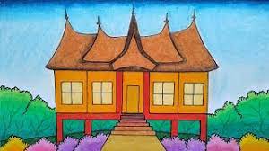 Tidak heran kalau metode belajar dengan gambar banyak dipakai di sekolah. Cara Menggambar Rumah Adat Menggambar Rumah Adat Minangkabau Menggambar Rumah Gadang Youtube