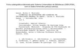 ERIKA SALES MOUTINHO LEONE VIVÊNCIAS DE ESTUDANTES NÃO-BINÁRIES NA  UNIVERSIDADE FEDERAL DA BAHIA SALVADOR 2024