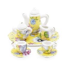 Simons | women's clothing, men's clothing, accessories, home decor. Odoria 1 12 Miniature 8pcs Porcelain Tea Cup Set Yellow Lily Chintz Dollhouse Kitchen Accessories Buy Online In Jordan At Jordan Desertcart Com Productid 18944791
