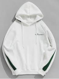 Black And White Vertical Striped Hoodie Contrast Letter Stripes Fleece Hoodie White M Stylish Hoodies Fleece Hoodie Hoodies