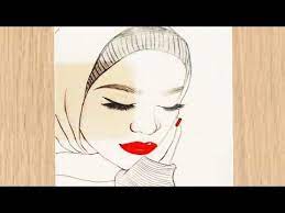 kapali kiz cizimi drawing of a hijab girl for beginners رسم سهل رسم بنت محجبة رسم فتاة مغلقة العينين youtube drawings hijab drawing art