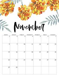 Floral November 2020 Calendar Blank In 2020 Free Printable Calendar November Calendar Print Calendar