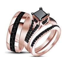 2 50ct Round Lab Diamond His Her Wedding Bridal Trio Ring Set Rose Gold Finish Ruby Wedding Rings Matching Wedding Rings Pink Morganite Engagement Ring