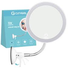 Amazon Com 10x Magnifying Mirror With Light Makeup Mirror With Lights Led Lighted Makeup Mirror Vanity Mirror With Lights Flexible Gooseneck Mirror With Lights With Powerful Suction Cup Beauty
