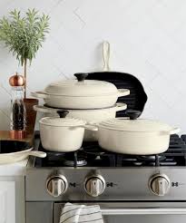 Le Creuset Signature 5 5 Qt Round Cream Dutch Oven With Lid Reviews Crate And Barrel In 2020 Pots And Pans Le Creuset Cookware Pots And Pans Sets