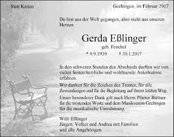 We don't own or control the products. Traueranzeigen Von Gerda Esslinger Schwarzwalder Bote Trauer