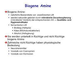 Biogenic amines are produced by microorganism action on amino acids present in foods. Biogene Amine