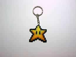 Porte Cles Etoile De Mario Perle Hama Perler Porte Cle Perles Hama Perle