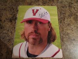 VICTORIA SEALS AARON EASTON SIGNED 8X10 PHOTO GOLDEN BASEBALL LEAGUE (D)  MARLINS