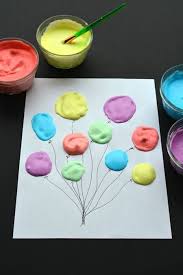 Peinture 3d Une Recette 15 Idees De Peinture A Faire Avec Les Enfants Peindre Des Ballons Peinture 3d Peinture Gonflante