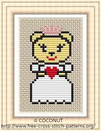 This pattern would make a lovely gift for a teacher. Wedding Bear Bride Free And Easy Printable Cross Stitch Pattern Free Cross Stitch Pattern