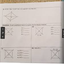 If each quadrilateral below is a rhombus, find the missing measures.1. Solved If De 16x 3 Ef 9x 11 And Df 52 Find Hg Directions If Each Quadrilateral Below Is A Square Find The Missing Measures 10 Vu Course Hero