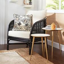 Panama Black Rattan Armchair With Ivory Cushions Pier 1 Accent Chairs For Living Room Rattan Lounge Chair Living Room Chairs