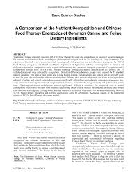 pdf a comparison of the nutrient composition and chinese