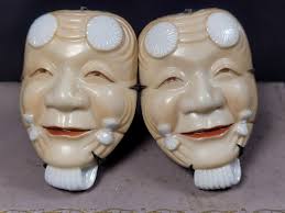 Vintage Toshi Kane Japanese Arita Ceramic And Silver Cufflinks I-15965