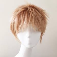 Boy Short Blonde Layered Men Cosplay Anime Short Fluffy Hair Etsy Wig Hairstyles Short Hair Designs Wigs