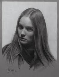 Beautiful Women Grey Charcoal Drawing