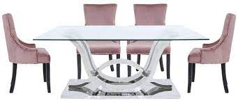 Unit 21, newton chambers road, thorncliffe business park, sheffield, s35 2ph. Pineville Dining Table And 6 Geismar Pink Chairs Glass And Chrome Cfs Furniture Uk