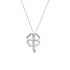 Black And White Diamond Road Sign White Gold Diamond Enchanted Four Leaf Clover Pendant White Gold Diamonds White Gold White Gold Chains