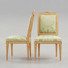 A Pair Of Gustavian 18th Century Chairs By Johan Erik Hoglander Master In Stockholm 1777 Gilded Both Signed With Stamp 18th Century Chairs Chair Gustavian