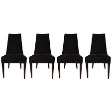 Mid Century Modern Black Velvet High Back Dining Chairs Set Of 4 Aptdeco High Back Dining Chairs Dining Chair Set Dining Chairs