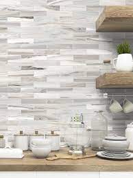 These tiles have a 8mm thickness that increases their durability and the depth of their color making them truly beautiful subway tiles. Modern White Gray Subway Marble Backsplash Tile