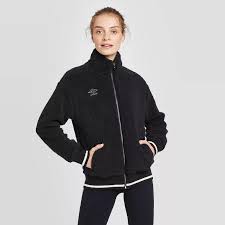 Umbro Women S Full Zip Bomber Sherpa Jacket Target 28 Med Black Bomber Jacket Sherpa Jacket Jackets