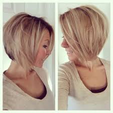 Short Medium Angled Bob Haircut Reverse Bob Blonde Highlight Lowlight Longer In The Front Haircuts For Fine Hair Short Bob Hairstyles Angled Bob Hairstyles