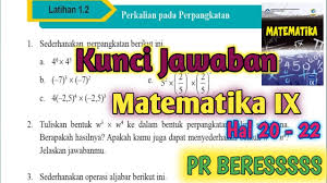 Mtk hal 20 kelas 9. Pembahasan Latihan 1 2 Perkalian Pada Perpangkatan Matematika Kelas 9 Smp Mts Hal 20 22 2020 Youtube