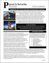 Example Executive Real Estate Developer Resume Pg 1 Executive Resume Real Estate Resume Examples