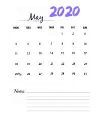 Watercolor May 2020 Calendar Calendar Printables Monthly Calendar Template Calendar Template