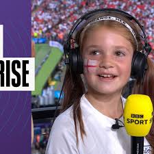 Excited Lioness superfan Tess attends the Euros final