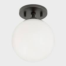 Fifth And Main Lighting Jack 1 Light Aged Brass Semi Flush Mount With Opal Glossy Glass W601105 Agb The Home Depot