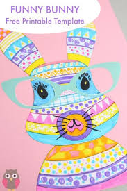 Funny Bunny Pattern Coloring Printable Emma Owl Funny Bunnies Easy Crafts For Kids Bunny Templates