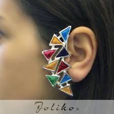 Estos pendientes que rodean la oreja se pueden usar en el cartílago y asi crear un. Joliko Ohrklemme Aretes Ear Cuff Colorido Mosaic Tatuaje Punk Triangulo Izquierda De Plata Ebay