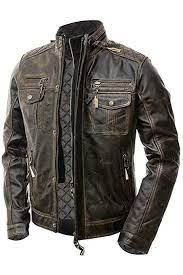 Amazon Com Flavor Men Biker Retro Brown Leather Motorcycle Jacket Genuine Leather Jack Brown Leather Jacket Men Leather Jacket Black Cafe Racer Leather Jacket
